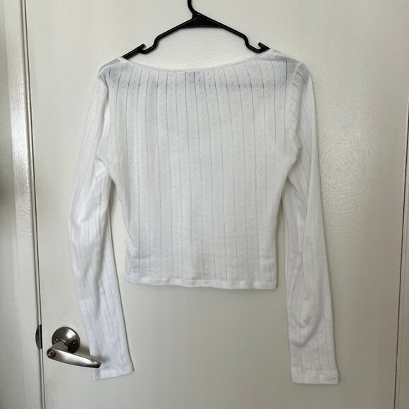 White Long Sleeve Top Scandinavian Style Womens Size S - Picture 3 of 4